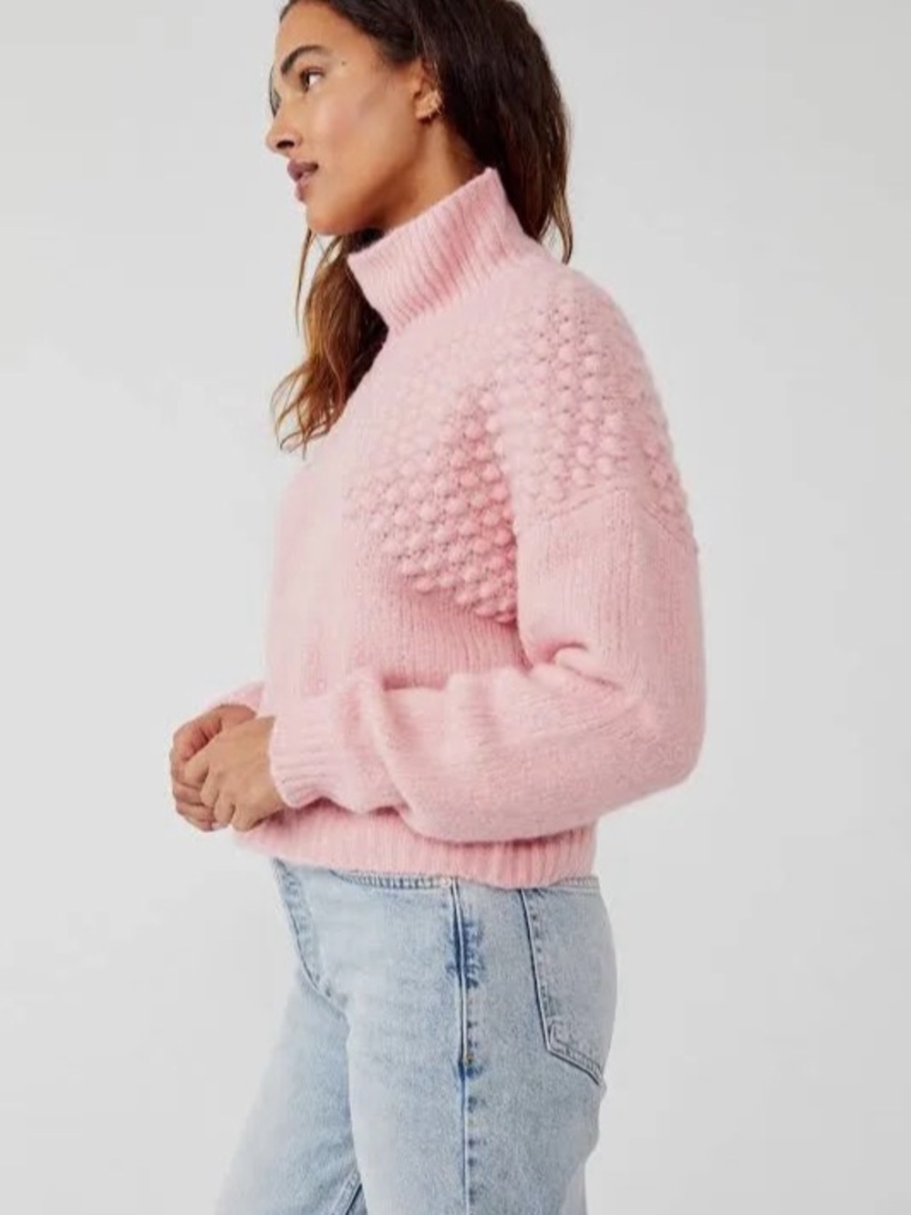 Free People Opal Rollneck Knit Sweater Pink - Picture 5 of 8